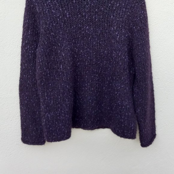 Chunky Purple Wool Blend Mock Neck Sweater- Size L Cozy Warm Gilmore Girls Style - Picture 3 of 13